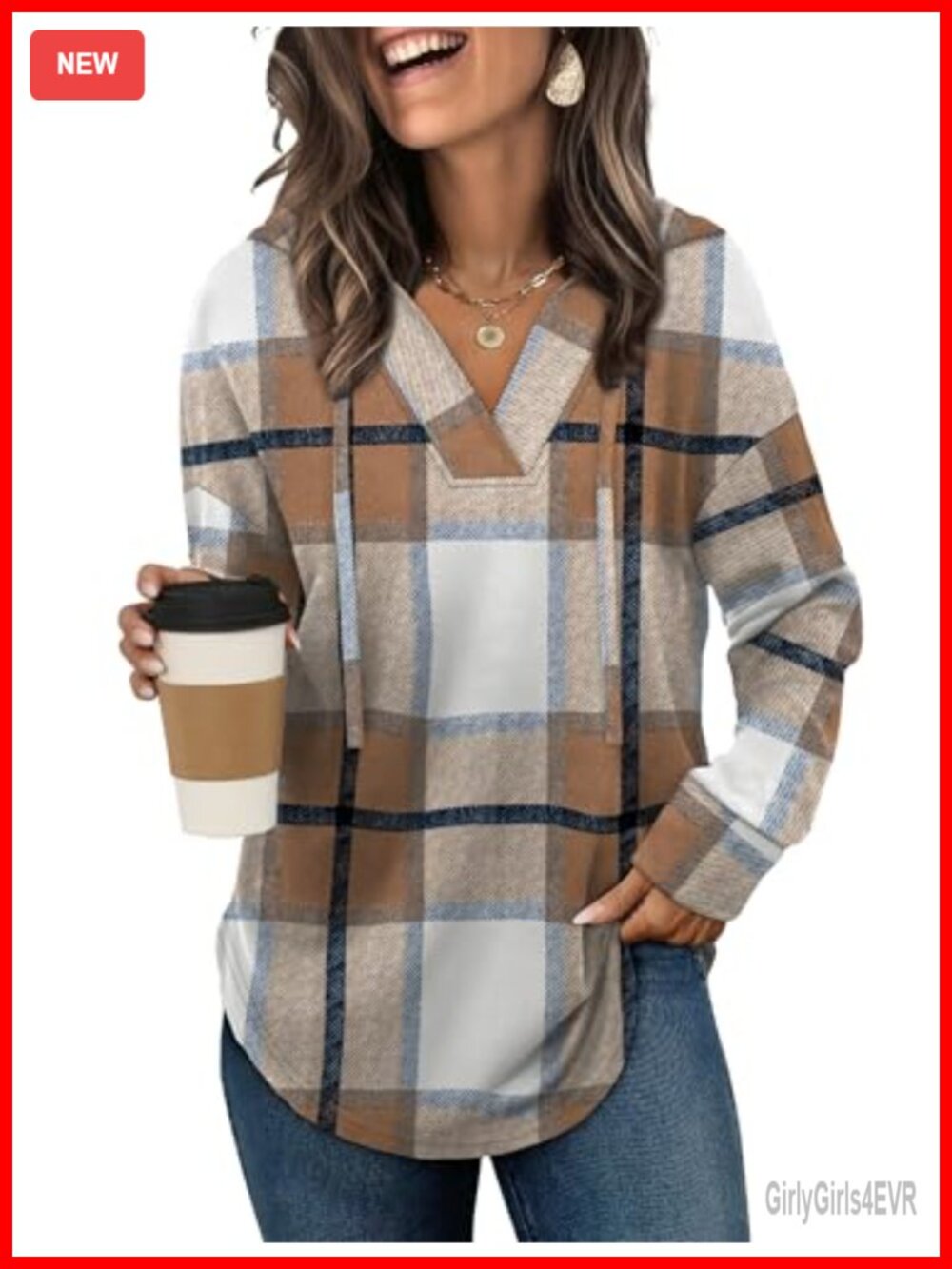 V Neck Oversized Hoodie Pullover Sweatshirt Long Sleeve Casual Top
